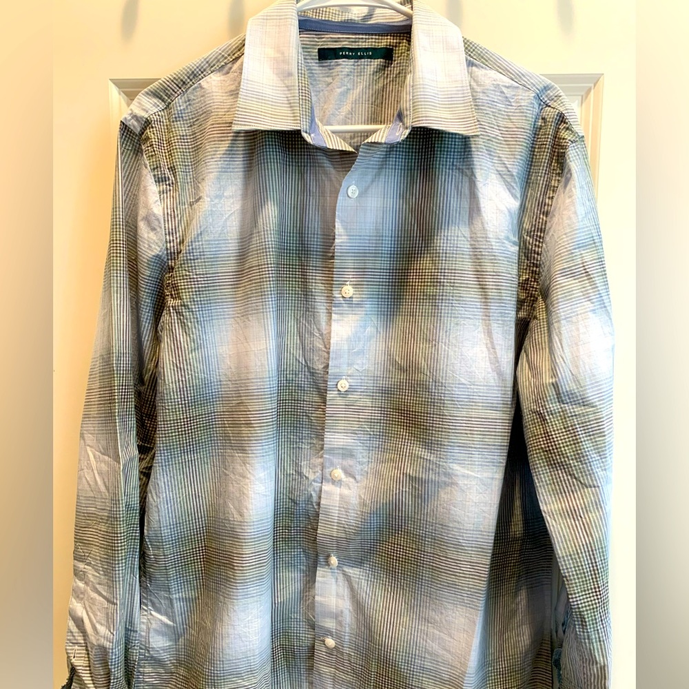 Perry Ellis mens long sleeve button up shirt size large